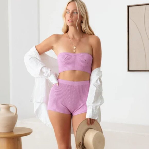 Crop Tube Top & Shorts Knit Set - Picture 8 of 12